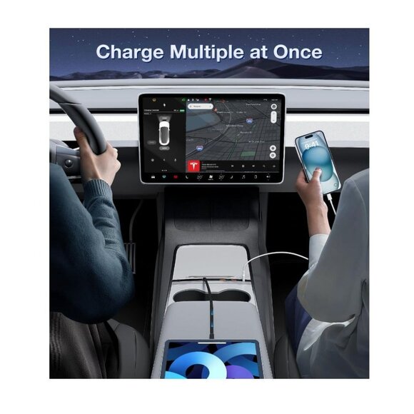 Wigoo 2025 Upgrade USB Charger Hub for Tesla Model Y/3 4-Ports Phone Charger Sui - Picture 2 of 6